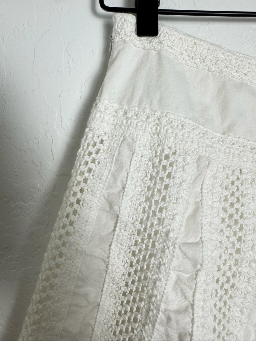New York & Company White Open Knit Crochet Skater A-line Skirt